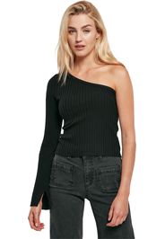 Urban Classics - Ladies’ short rib knitted one-sleeve jumper - Felpa - Donna - nero