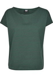 Urban Classics - Ladies Yarn Dyed Baby Stripe Tee - T-Shirt - Donna - verde nero