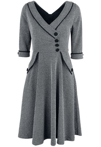 Voodoo Vixen - Macie Herringbone Flared Dress - Abito media lunghezza - Donna - grigio
