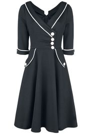Voodoo Vixen - Marica 1950s Black Herringbone Wide Collar Dress - Abito media lunghezza - Donna - nero bianco