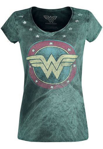 Wonder Woman - Vintage Logo - T-Shirt - Donna - verde