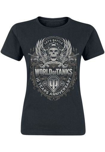 World Of Tanks - 10 Year Anniversary - T-Shirt - Donna - nero