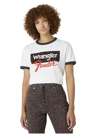 Wrangler - Fender relaxed fit ringer t-shirt - T-Shirt - Donna - bianco