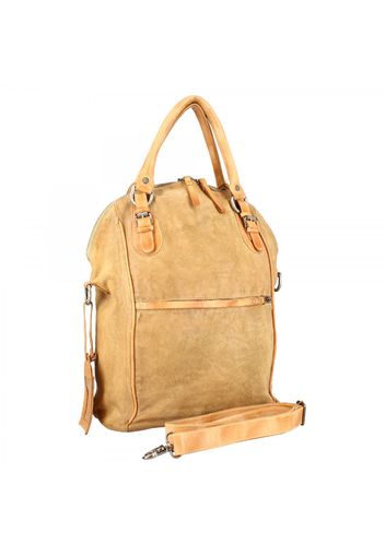 Borsa da donna fatta a mano in pelle color cammello con cerniere e tracolla uno scomparto con tasca interna 03 CAMEL