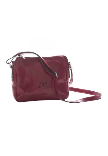 Borsa postino da donna in pelle pieno fiore con zip tracolla regolabile e tre scomparti 1103 Rosso