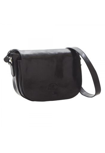 Borsa postino con pattina da donna in pelle pieno fiore chiusura a calamita e tracolla regolabile 1209 Nero