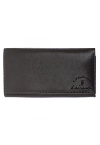 Portafoglio donna sauvage pelle di vitello nero fatto a mano porta tessere tasche banconote R005