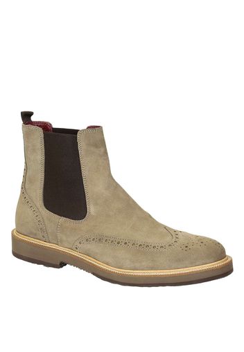 Stivaletti chelsea punta brogue in scamosciato beige ed elastico marrone U581 PE CROSTA IN FA 8264 C024