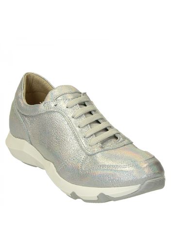 Sneakers da donna in pelle argento glitter artigianali ER01 PELLE GLITTER ARGENT