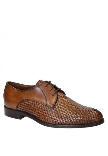 Scarpe derbies da uomo in pelle intrecciata marrone 06559/FORMA 40 METISSE 2 CUOIO