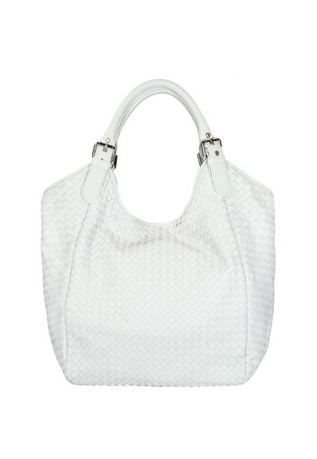 Borsa shopping in nappa intrecciata fatta a mano in Italia 5012 BIANCO Bianco