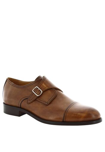 Scarpe da uomo fatte a mano in cuoio marrone con fibbia laterale 08043 NAIROBI COGNAC