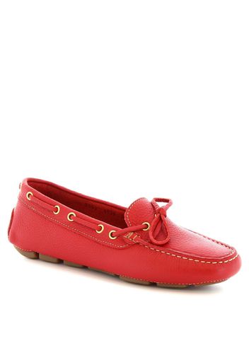 Mocassino artigianale con lacci da donna in pelle di vitello rossa 7502A MOUSSE ROSSO