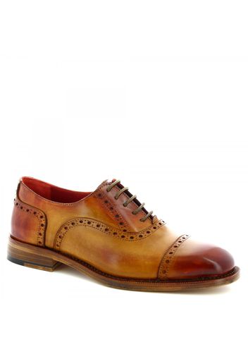 Scarpe derby stringate da uomo artigianali in pelle di vitello cuoio 322 CUOIO