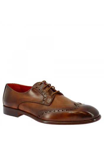 Scarpe francesine eleganti half brogues da uomo in pelle di vitello cuoio fatte a mano 210 V. MARRONE