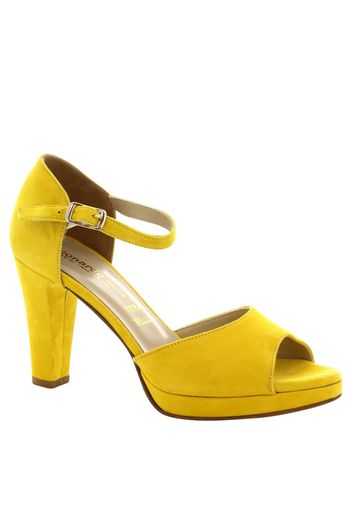 Décolleté artigianali in pelle di camoscio gialla con tacco 9 cm 111 CAMOSCIO GIALLO