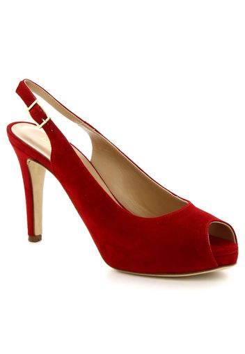 Sandali slingback con tacco alto artigianali da donna in pelle scamosciata rossa BROOKS CAMOSCIO ROSSO