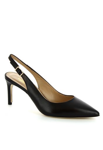 Sandali slingback con tacco artigianali da donna in pelle di vitello nera 8122 NAPPA NERO