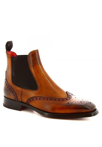 Stivaletti half brogues da uomo artigianali in pelle di vitello delavé siena 9140/19 TOM VITELLO DELAVE SIENA