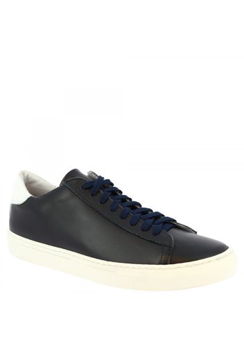 Scarpe sneakers da uomo artigianali in pelle di vitello blu SMOOT/B VITELLO BLU