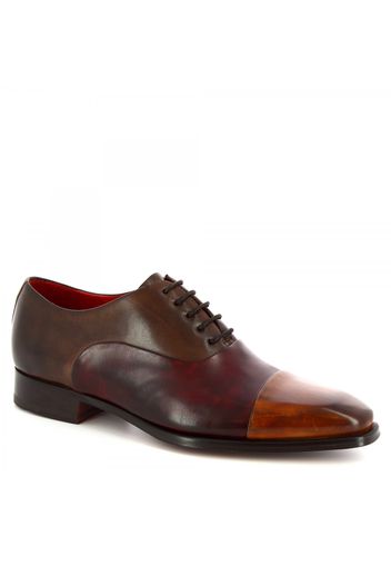 Scarpe francesine stringate da uomo artigianali in pelle di vitello marrone bordeaux 8739E19 TOM VITELLO DELAVE SIENA BORDO