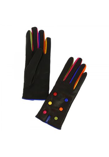 Guanti da donna fatti a mano in nappa nera multicolore bottoni colorati B1 GUANTI DONNE NERO MULTI.