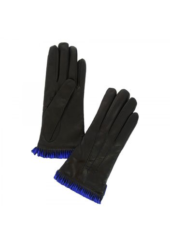 Guanti da donna fatti a mano in nappa nera con bordo blu G1 GUANTI DONNE NERO BLU