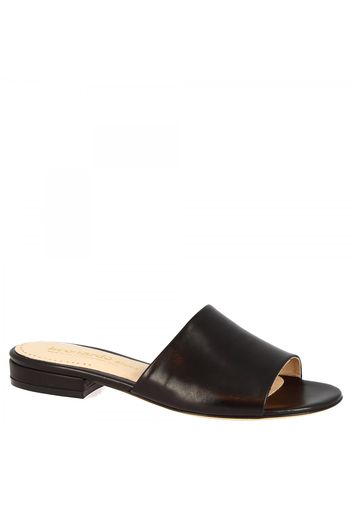 Sandali mules bassi da donna fatti a mano in nappa nera 016 NAPPA NERO