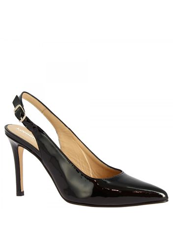 Decoltè slingback con tacco alto da donna in vernice nera fatte a mano 284 VERNICE NERO