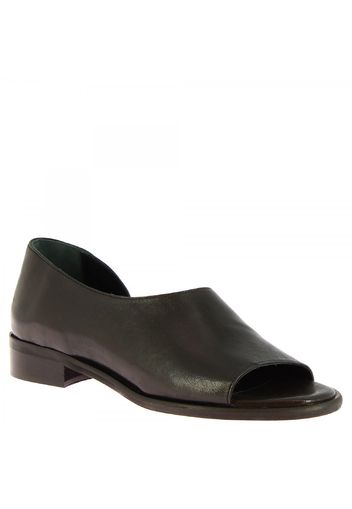 Sandali bassi slip-on da donna fatti a mano in pelle di vitello nera 3 ROK NERO