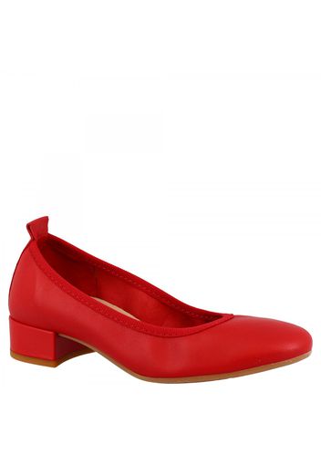 Ballerine con tacchetto e punta arrotondata da donna fatte a mano in nappa rossa 2381/JESSICA NAPPA ROSSO