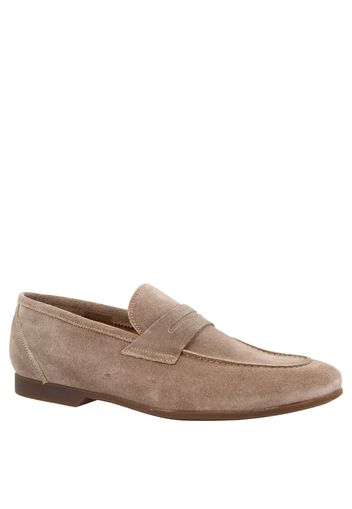 Mocassini eleganti slip-on da uomo fatti a mano in pelle di camoscio fango CAR01 PE CAMOSCIO FANGO