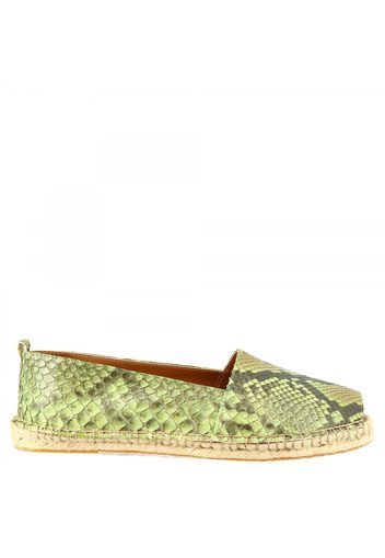 Espadrilles spuntate da donna fatte a mano in pelle di pitone verde 3360 ESPA PITONE VERDE