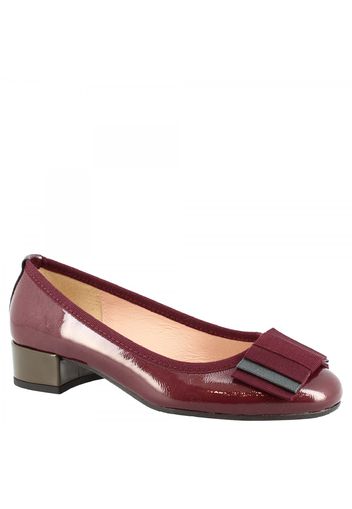 Decolletè con tacco basso da donna in pelle laminata bordeaux con fiocco 2356 NAPLAK VAMPIRE