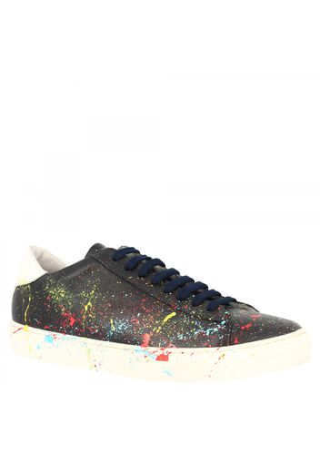 Sneakers fashion da uomo fatte a mano in pelle di vitello blu con effetto multicolore SMOOT MULTICOLOR BLU