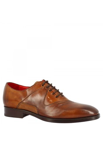 Scarpe francesine stringate con punta squadrata da uomo fatte a mano in pelle di vitello brandy 8231 VITELLO BRANDY