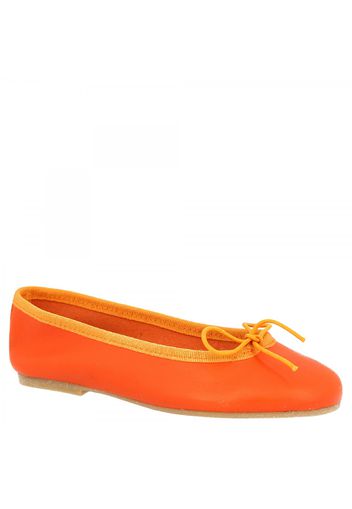 Ballerine slip-on da bambina con fiocco fatte a mano in nappa color arancio 9028 NAPPA ARANCIO