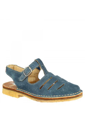 Scarpe aperte da bambino fatte a mano in pelle di camoscio blu chiusura con fibbia 170 BLUETTE