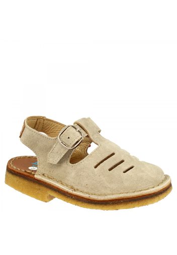 Scarpe aperte da bambino fatte a mano in pelle di camoscio beige chiusura con fibbia 170 BEIGE