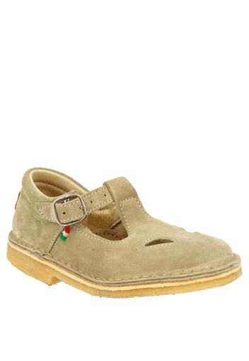 Scarpe occhio di bue da bambino fatte a mano in pelle di camoscio beige chiusura con fibbia 160 BEIGE 131