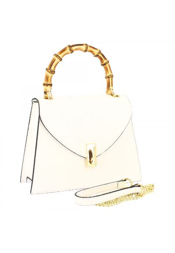 Borsa a mano elegante da donna fatta a mano in pelle bianca stampa coccodrillo con tracolla removibile GLORIA COCCO BIANCO