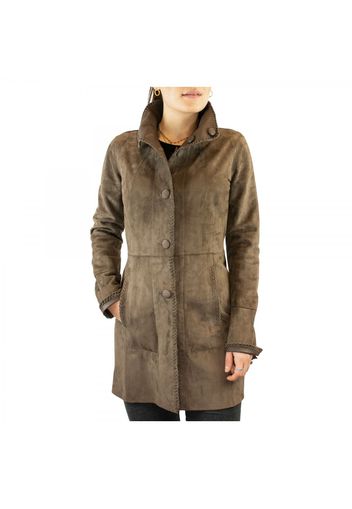 Giacca reversibile da donna fatta a mano in pelle di renna e di agnello grigia 331/1 GRIGIO