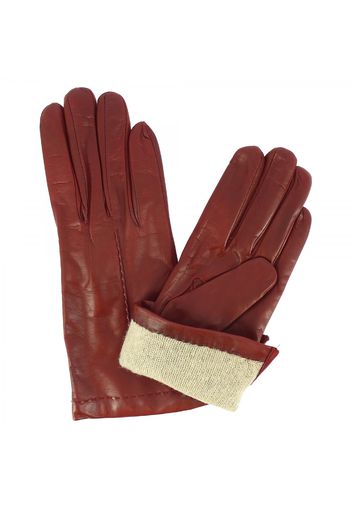 Guanti classici decorati da donna fatti a mano in nappa bordeaux CORDONE BORDO