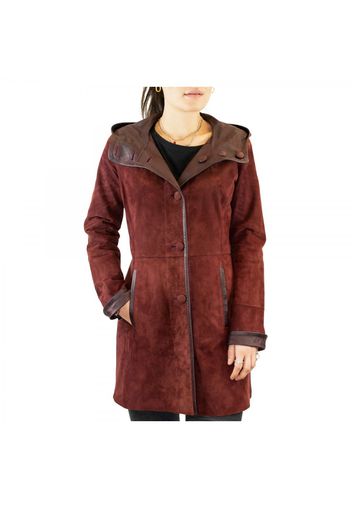 Giacca elegante reversibile da donna fatta a mano in pelle di renna e agnello bordeaux D127E19 BORDO