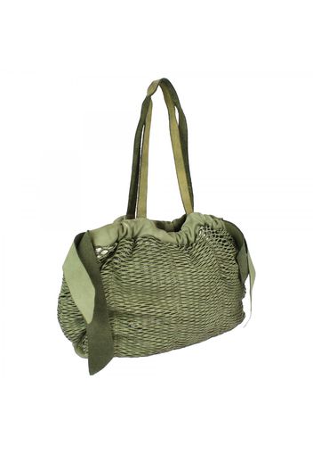 Borsa a spalla modello Ravello da donna fatta a mano in pelle traforata verde menta e pelle laminata RAVELLO verde menta Verde