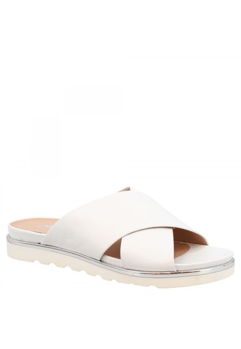 Sandali bassi ciabatta da donna fatti a mano in pelle di vitello bianca 267 GLAMOUR BIANCO