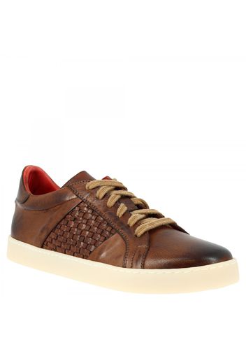 Scarpe stringate casual da uomo fatte a mano in pelle di bufalo brandy 10078E21 BUFALO AV BRANDY