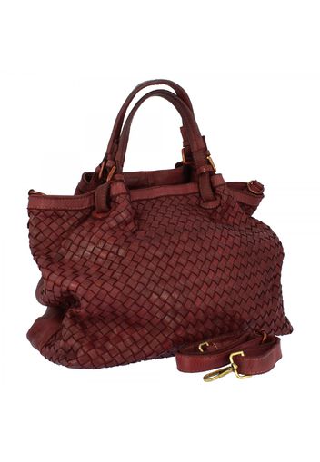 Borsa da donna Petrarca fatta a mano in pelle intrecciata magenta con tracolla PETRARCA MAGENTA Bordeaux