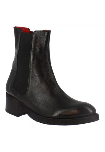 Stivaletto alla caviglia casual da donna fatto a mano in pelle nera 5118LORY RAMA NERO