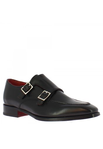 Scarpe basse da uomo con fibbie fatte a mano in pelle di vitello nero 8742 VITELLO NERO